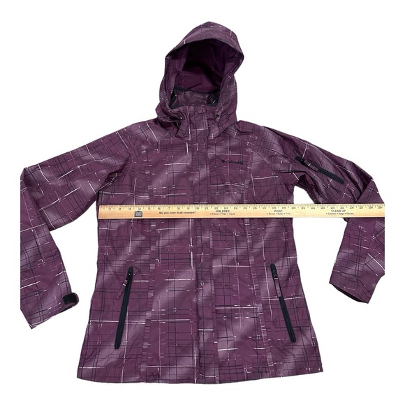 Columbia Omni Tech Jacket Women Sz M Purple Plaid No Liner Waterproof Shell Only - Picture 8 of 13
